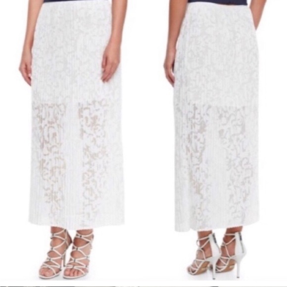 Theory White lace Delva Exhibit pleated maxi skirt - Picture 1 of 9